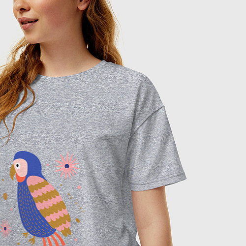 Женская футболка оверсайз Синий попугай / Меланж – фото 3