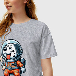Футболка оверсайз женская Dalmatian cosmonaut puppy with a bone, цвет: меланж — фото 2