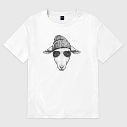 Футболка оверсайз женская Овечка в шапке, цвет: белый