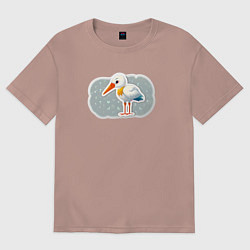 Женская футболка оверсайз Птенец черно белого аиста