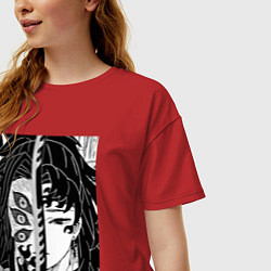 Футболка оверсайз женская Клинок рассекающий демонов Ериичи Цугикуни Кокушиб, цвет: красный — фото 2