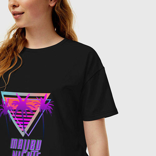 Женская футболка оверсайз Malibu nights / Черный – фото 3