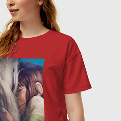 Футболка оверсайз женская Тихиро Огино Хаку Унесённые призраками, цвет: красный — фото 2