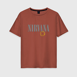 Женская футболка оверсайз Nirvana logo smile