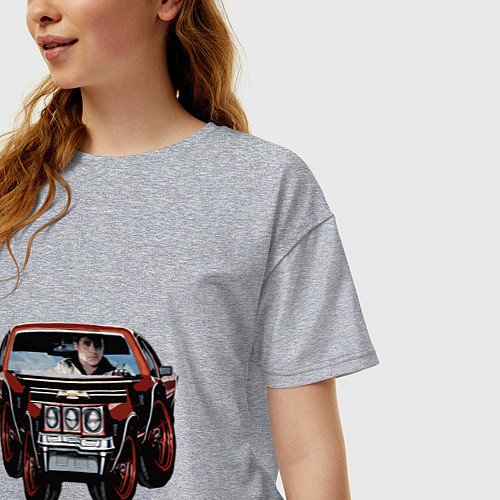 Женская футболка оверсайз Райан гослинг за рулём мем / Меланж – фото 3
