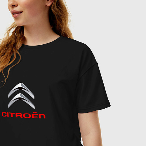 Женская футболка оверсайз Citroen авто спорт / Черный – фото 3