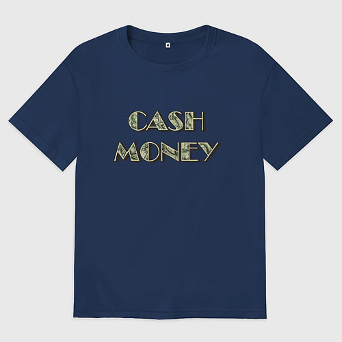Женская футболка оверсайз Cash money / Тёмно-синий – фото 1