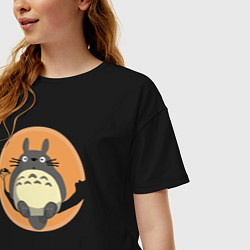 Футболка оверсайз женская Totoro on the tree, цвет: черный — фото 2