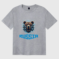 Футболка оверсайз женская Russian bear head, цвет: меланж