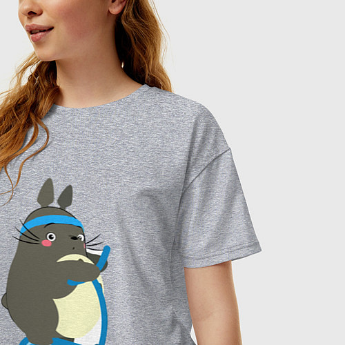 Женская футболка оверсайз Тоторо спортсмен / Меланж – фото 3