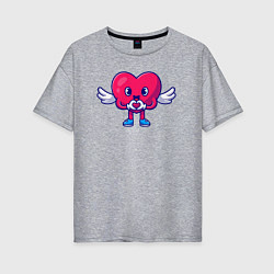 Футболка оверсайз женская Heart angel, цвет: меланж