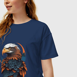 Футболка оверсайз женская Белоголовый орлан, цвет: тёмно-синий — фото 2