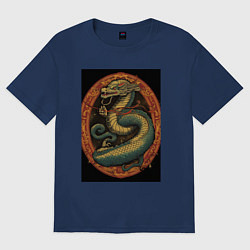 Футболка оверсайз женская Дракон Муай Тай, цвет: тёмно-синий