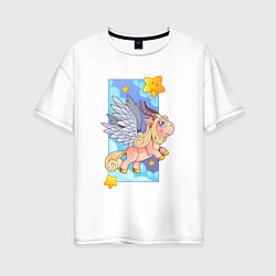 Футболка оверсайз женская Пони пегас, цвет: белый