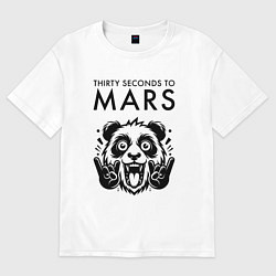 Футболка оверсайз женская Thirty Seconds to Mars - rock panda, цвет: белый
