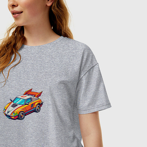 Женская футболка оверсайз Игрушечный гоночный автомобиль / Меланж – фото 3