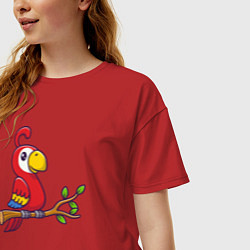 Футболка оверсайз женская Красный попугайчик, цвет: красный — фото 2