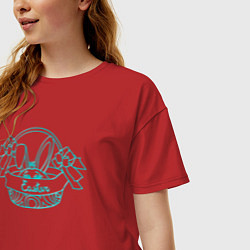 Футболка оверсайз женская Пасхальный кролик - принцесса, цвет: красный — фото 2