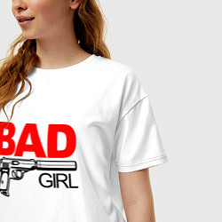 Футболка оверсайз женская Bad girl with gun, цвет: белый — фото 2