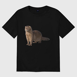 Футболка оверсайз женская Пушистая выдра, цвет: черный