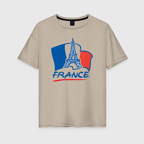 Женская футболка оверсайз France / Миндальный – фото 1