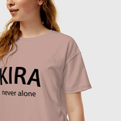 Футболка оверсайз женская Kira never alone - motto, цвет: пыльно-розовый — фото 2