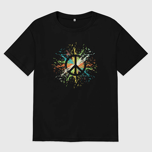 Женская футболка оверсайз Peace light / Черный – фото 1