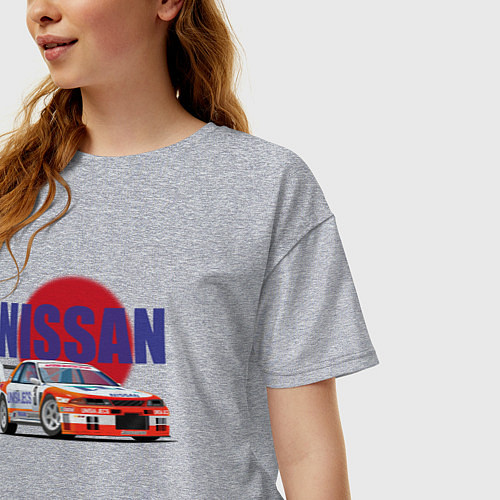 Женская футболка оверсайз Nissan Skyline GTR 32 / Меланж – фото 3