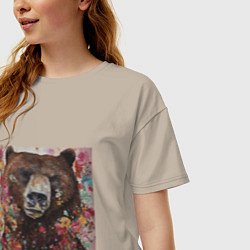 Футболка оверсайз женская Яркий медведь, цвет: миндальный — фото 2