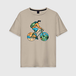 Футболка оверсайз женская Nature biker, цвет: миндальный