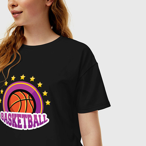Женская футболка оверсайз Basket stars / Черный – фото 3