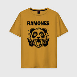 Футболка оверсайз женская Ramones - rock panda, цвет: горчичный