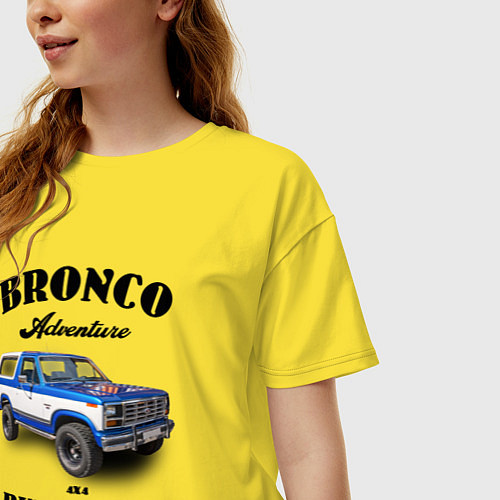 Женская футболка оверсайз Винтажный внедорожник Форд Бронко / Желтый – фото 3