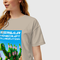 Футболка оверсайз женская Beersaur and Minecraft - collaboration ai art, цвет: миндальный — фото 2