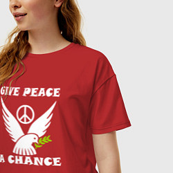 Футболка оверсайз женская Дайте миру шанс, цвет: красный — фото 2