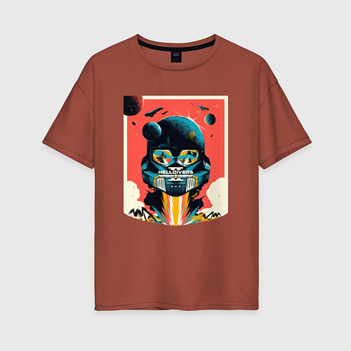 Женская футболка оверсайз Helldivers 2: Art / Кирпичный – фото 1