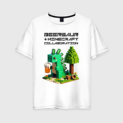 Женская футболка оверсайз Collaboration of Minecraft and beersaur - ai art