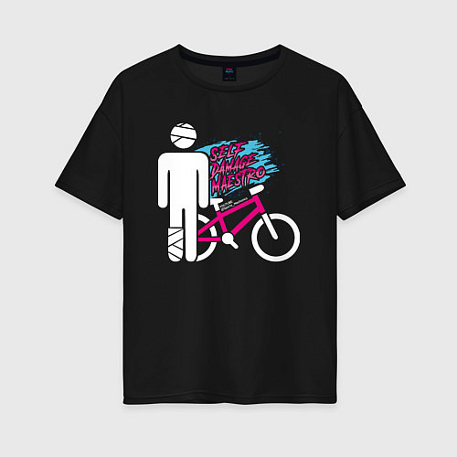 Женская футболка оверсайз Sports mechanics Bicyclist / Черный – фото 1