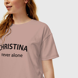 Футболка оверсайз женская Christina never alone - motto, цвет: пыльно-розовый — фото 2