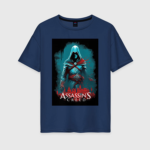 Женская футболка оверсайз Assassins creed тайные секреты / Тёмно-синий – фото 1