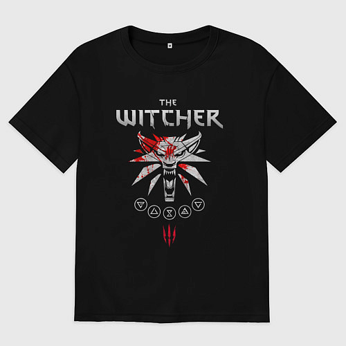 Женская футболка оверсайз Ведьмак 3 - арт стилизованный под камень / Черный – фото 1
