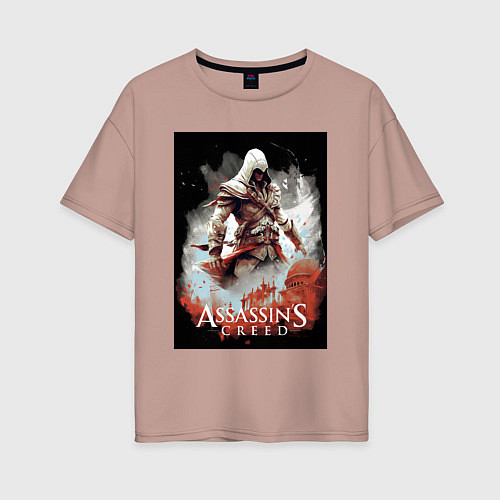Женская футболка оверсайз Assassins creed poster / Пыльно-розовый – фото 1