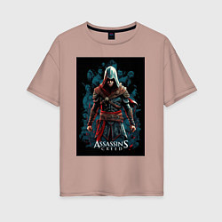 Футболка оверсайз женская Assassins creed старый стиль, цвет: пыльно-розовый
