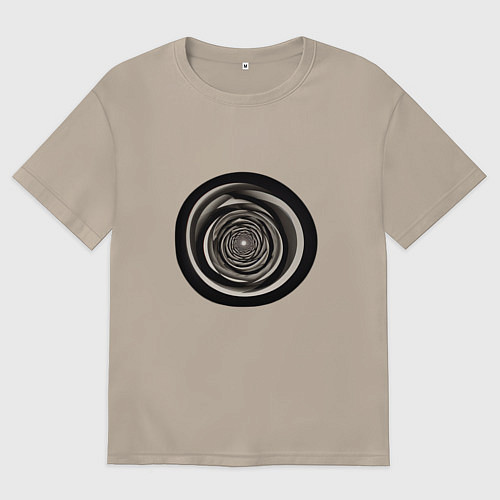 Женская футболка оверсайз Черно белые кольца / Миндальный – фото 1