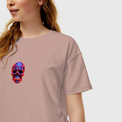 Женская футболка оверсайз Неоновый скелетрон / Пыльно-розовый – фото 3