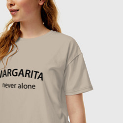 Футболка оверсайз женская Margarita never alone - motto, цвет: миндальный — фото 2