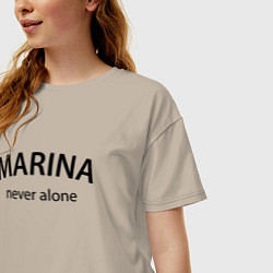 Футболка оверсайз женская Marina never alone - motto, цвет: миндальный — фото 2