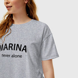 Футболка оверсайз женская Marina never alone - motto, цвет: меланж — фото 2