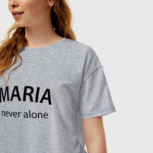 Женская футболка оверсайз Maria never alone - motto / Меланж – фото 3