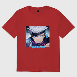 Женская футболка оверсайз Сатору Годзё портрет Jujutsu Kaisen
